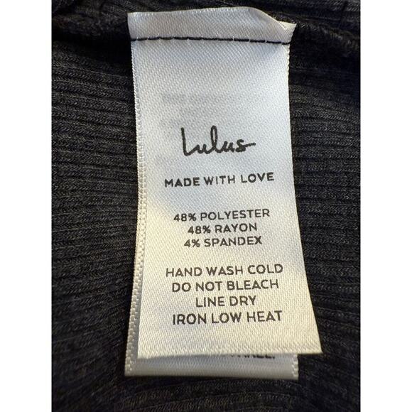 Lulus Women’s Dark Gray Stretch Ribbed Crop Racerback Tank Top Size S NWT - Picture 5 of 6